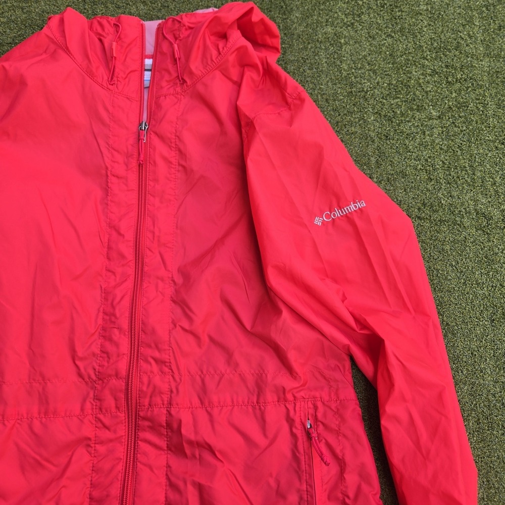 Columbia Windbreaker Jacket Women's M Pink Hooded Lightweight Zip Rain Coat - Picture 5 of 11